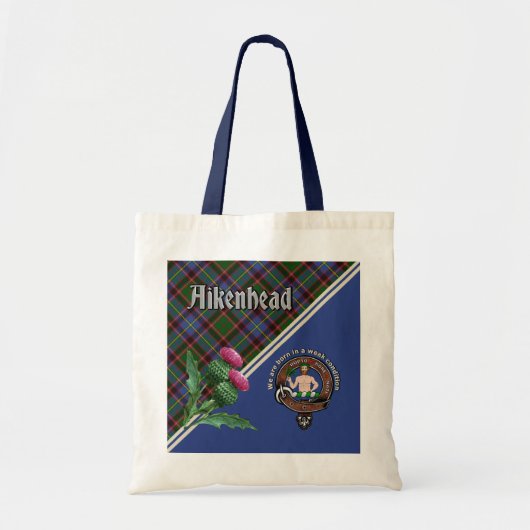 Aikenhead Clan Badge & Tartan Canvas tas (Voorkant)