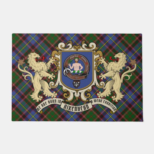 Aikenhead Clan Badge & Tartan Deurmat (Voorkant)