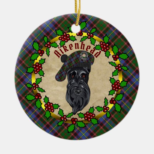 Aikenhead Scottie Dog kerstkeramisch Ornament (Voorkant)