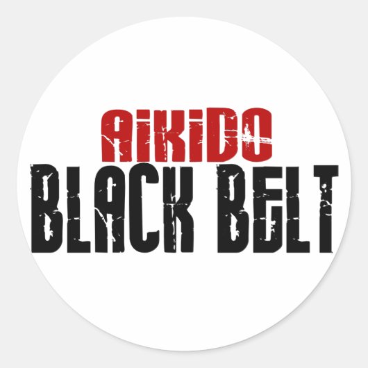 Aikido Black Belt Ronde Sticker (Voorkant)