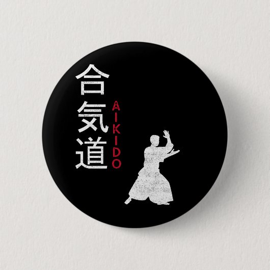 Aikido Japanse martial Arts Ronde Button 5,7 Cm (Voorkant)