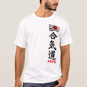 Aikido Kanji T-shirt met Japanse vlag
