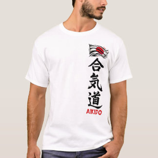 Aikido Kanji T-shirt met Japanse vlag