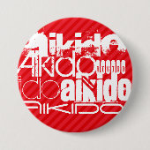 Aikido; Scarlet Red Stripes Ronde Button 7,6 Cm (Voorkant)