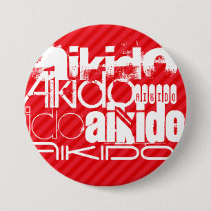 Aikido Scarlet Red Stripes Ronde Button 7,6 Cm