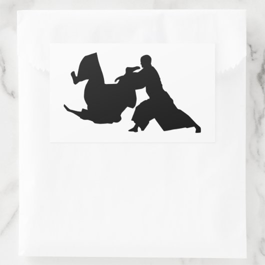 Aikido Silhouette Rechthoekige Sticker (Tas)