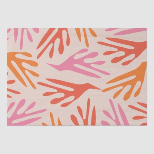 Ailanthus Modern Boho Abstract Patroon Roze Sinaas Tissuepapier (Voorkant)