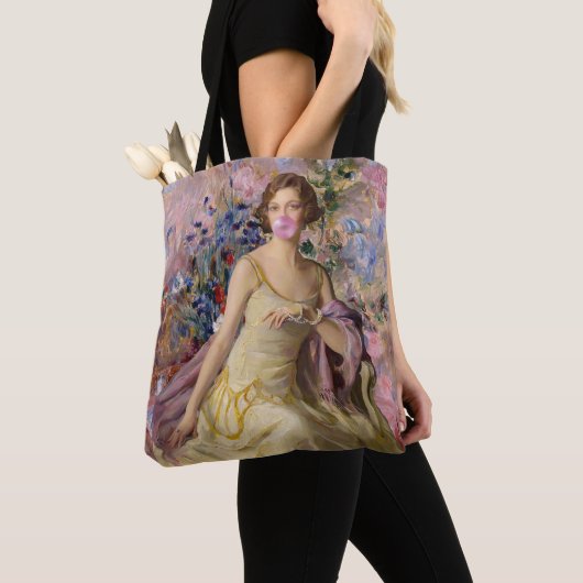 Ailsa Villard Flowers Roze Bubblekauwgom Tote Bag (Dichtbij)