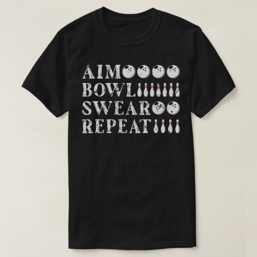 Aim Bowl Swear Funny Bowling T-shirt (Design voorkant)