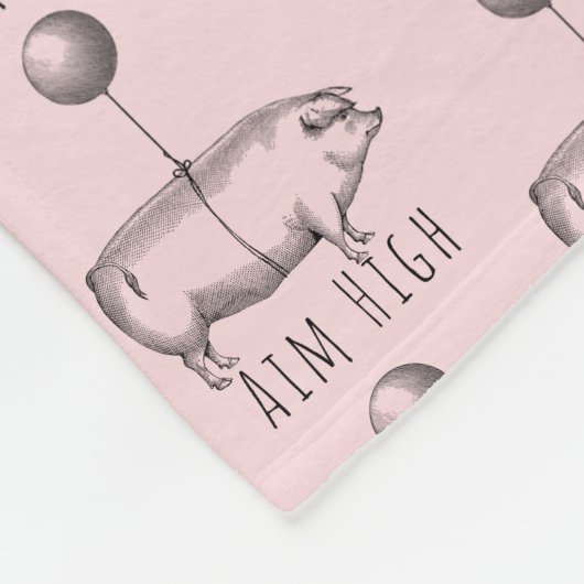 Aim High Cute Pig and Balloon Inspirational Fleece Deken (Hoek)