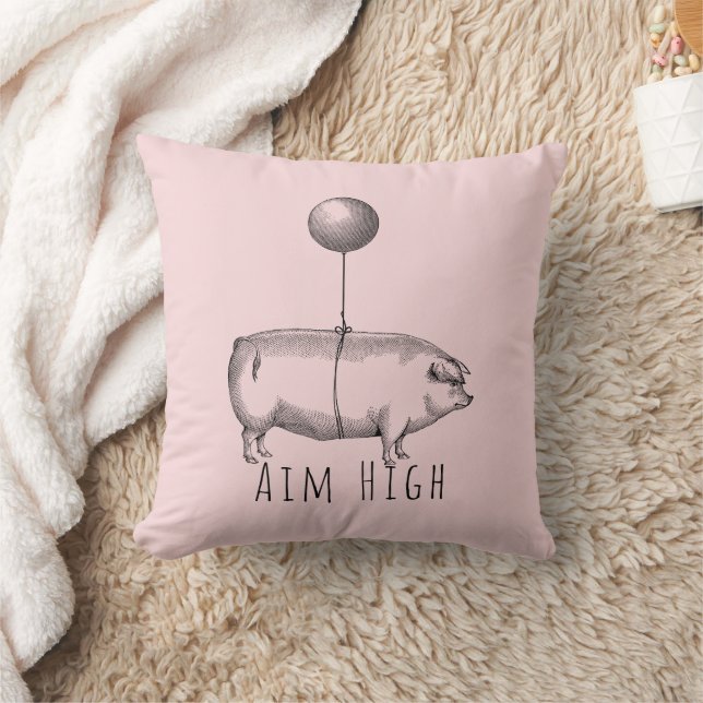 Aim High Cute Pig and Balloon Inspirational Kussen (Deken)