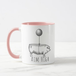 Aim High Cute Pig and Balloon Inspirational Mok