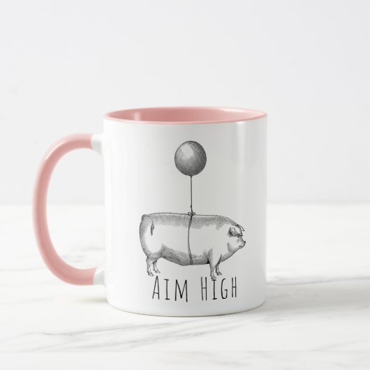 Aim High Cute Pig and Balloon Inspirational Mok (Links)
