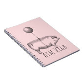 Aim High Cute Pig and Balloon Inspirational Notitieboek (Rechterzijde)