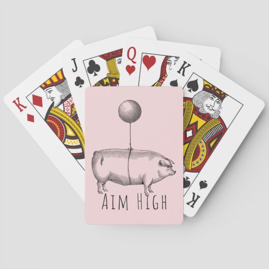 Aim High Cute Pig and Balloon Inspirational Pokerkaarten (Achterkant)