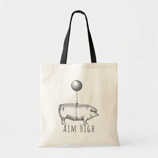 Aim High Cute Pig and Balloon Inspirational Tote Bag (Voorkant)