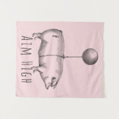 Aim High Cute Pig and Balloon Inspirational Wandkleed (Voorkant (horizontaal))