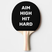 Aim High Hit Hard Wit Zwart Tafeltennisbatje (Voorkant)