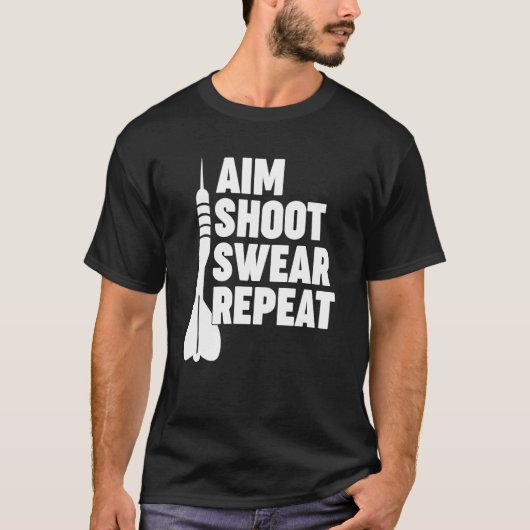 AIM SHOOT R REPEAT-donkerts T-shirt (Voorkant)