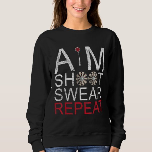 Aim Shoot Swear Herhaal Darts Retro Trui (Voorkant)