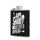 Aim Shoot Swear Herhaal Grappige Dart Flask 6 oz. Heupfles (Links)
