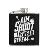 Aim Shoot Swear Herhaal Grappige Dart Flask 6 oz. Heupfles (Voorkant)
