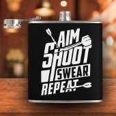 Aim Shoot Swear Herhaal Grappige Dart Flask 6 oz. Heupfles
