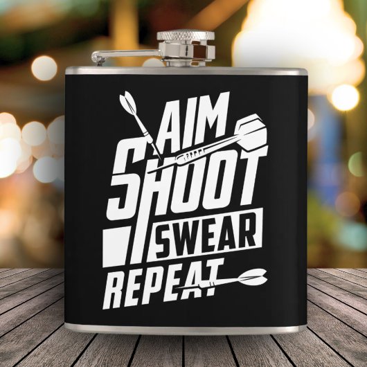 Aim Shoot Swear Herhaal Grappige Dart Flask 6 oz. Heupfles