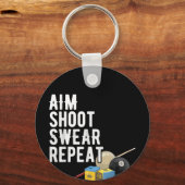 Aim Shoot Swear Herhaal pool 8-Ball Billiard Funny Sleutelhanger (Voorkant)