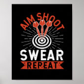Aim Shoot Swear Herhaalt Darts Funny Poster (Voorkant)