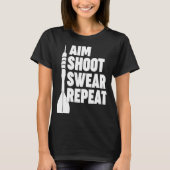 AIM SHOOT SWEAR REPEAT darts T-shirt (Voorkant)