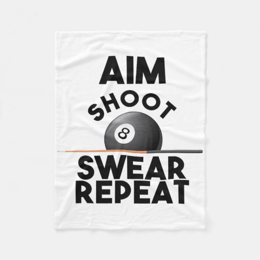 Aim Shoot Swear Repeat - Funny Billiards - 8 Ball Fleece Deken (Voorkant)