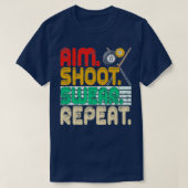 Aim Shoot Swear Repeteren Retro Snooker Gift Billi T-shirt (Design voorkant)