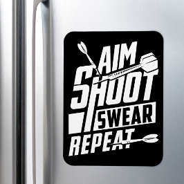 Aim Shoot Swera Repeat - Grappige Dart Fan Magneet