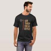 Aim Throw Swear Repeat Axe Throwing Lumberjack T-shirt (Voorkant volledig)