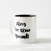 Aim voor het hoofd! -mok tweekleurige koffiemok (Voorkant links)