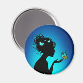 Aimant De blauwe vlindervrouw Magneet (Voorkant / Achterkant)