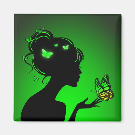 Aimant Green Papillons Magneet (Voorkant)