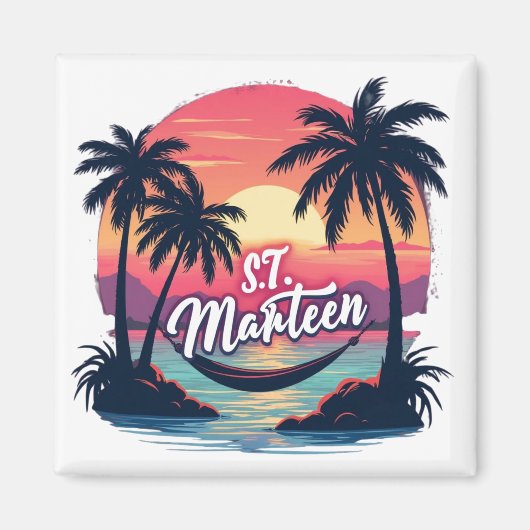 Aimant St. Marteen - Zonsondergang en hamer tr Magneet (Voorkant)