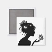 Aimant Witte Vlindervrouw Magneet (Voorkant / Achterkant)