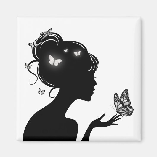 Aimant Witte Vlindervrouw Magneet (Voorkant)