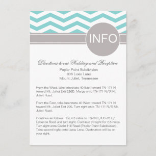 Aimee Chic Chevron Info Wedding Directions   blauw Informatiekaartje