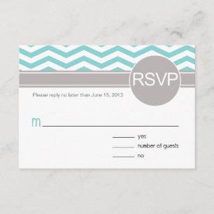 Aimee Chic Chevron RSVP   blauwgroen Kaartje