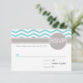 Aimee Chic Chevron RSVP | blauwgroen Kaartje (Staand voorkant)