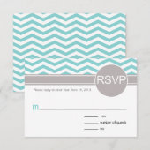 Aimee Chic Chevron RSVP | blauwgroen Kaartje (Voorkant / Achterkant)