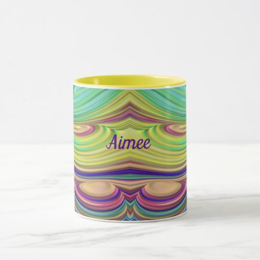 AIMEE ~ Grappige 3D ~ Roze Groen Indigo Geel Mok (Midden)