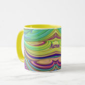 AIMEE ~ Grappige 3D ~ Roze Groen Indigo Geel Mok (Voorkant links)