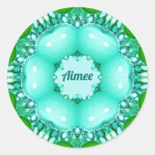 AIMEE ~ Helder abstract fractaal patroon ~ Klassie Ronde Sticker