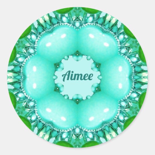AIMEE ~ Helder Abstract Fractal Pattern ~ Klassiek Ronde Sticker (Voorkant)