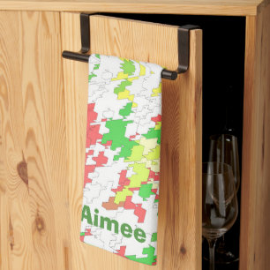 AIMEE ~ Kerstmis ~Rood Geel Groen Wit ~ Theedoek